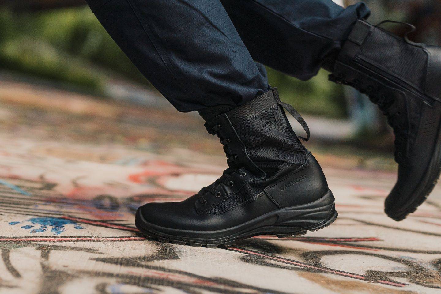 Person running in tactical boots