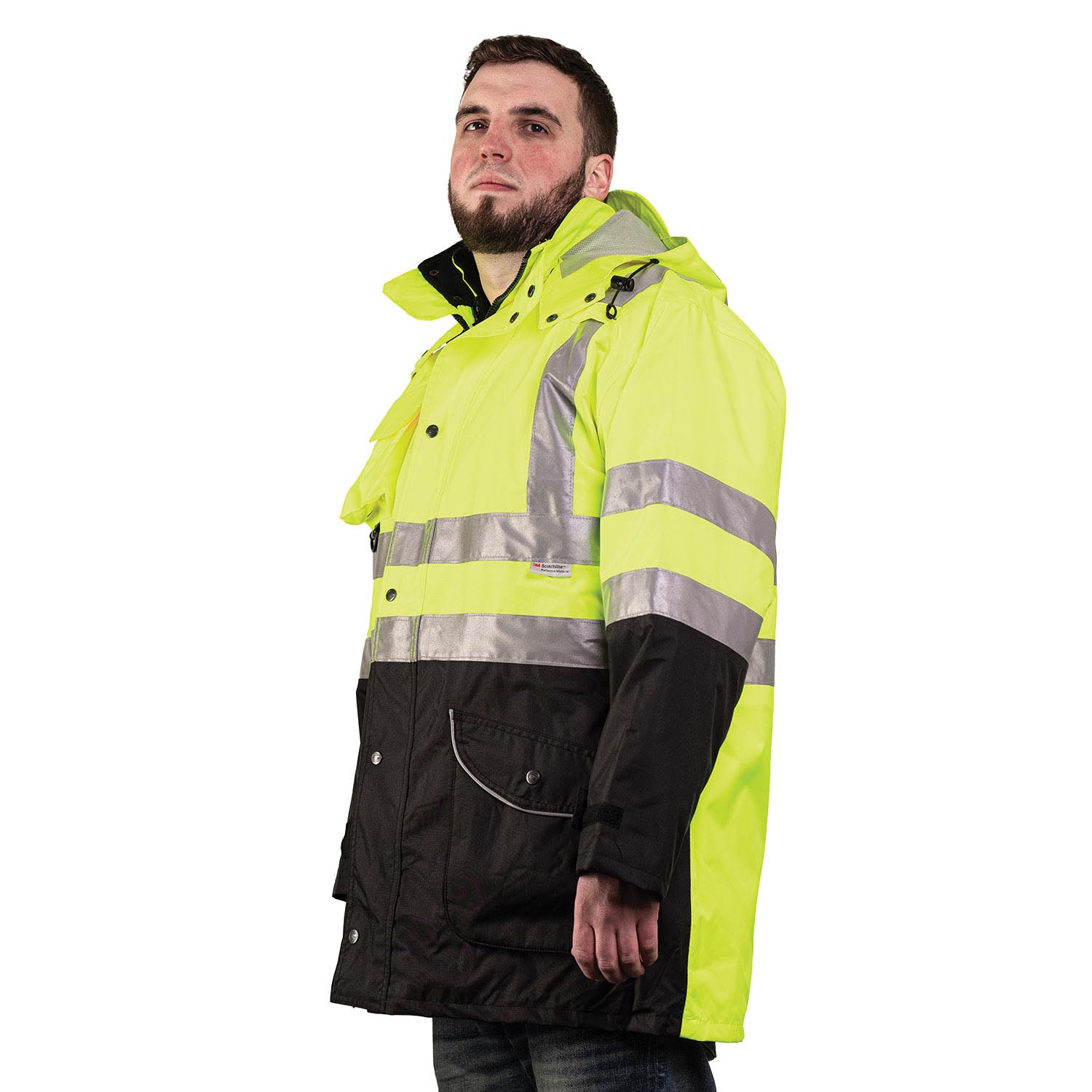Game Hi-Vis 6-in-1 Black-Bottom Parka