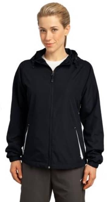 SPORT TEK WOMEN'S COLORBLOCK HOODED RAGLAN JACKET