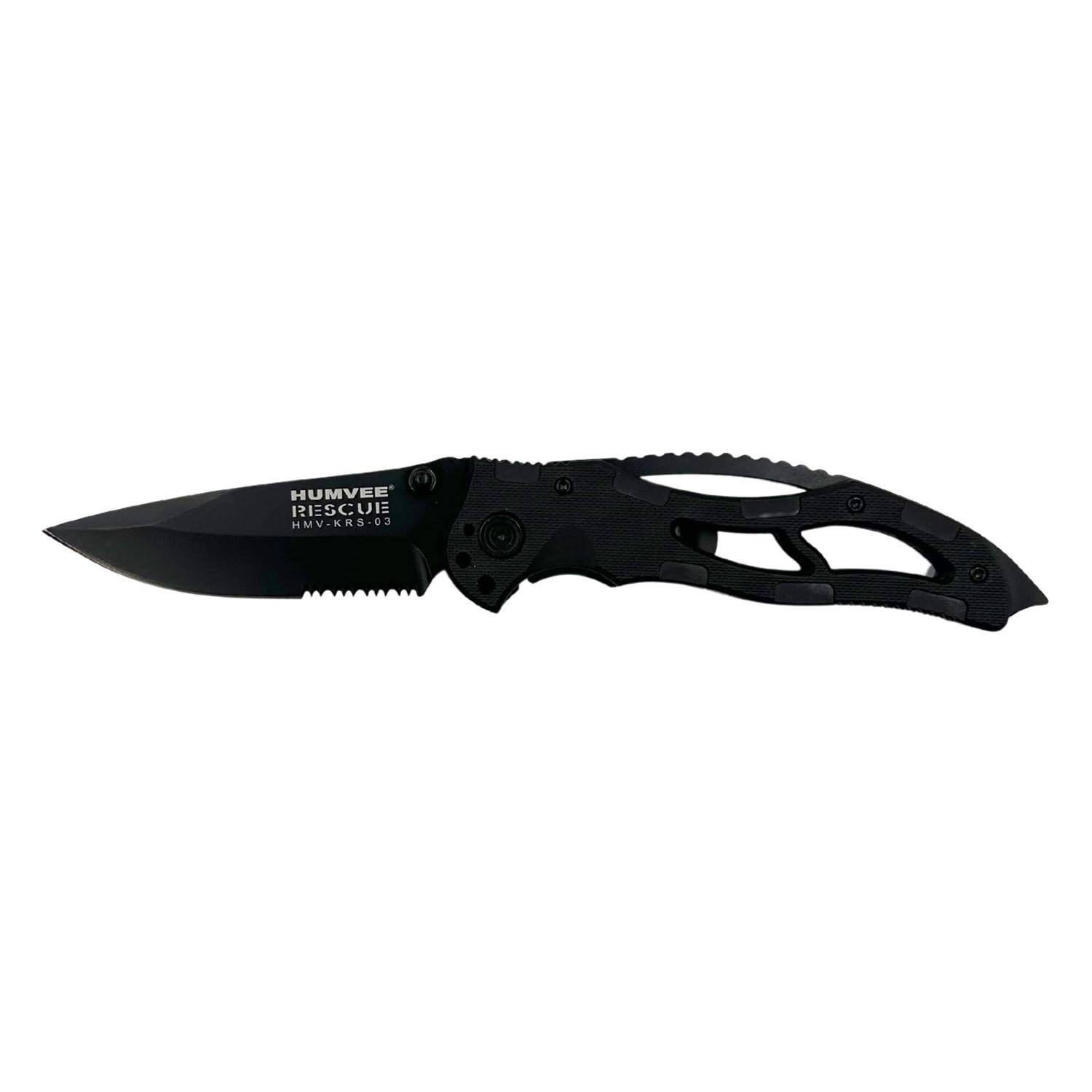Humvee Spring Assisted Drop Point Rescue Knife