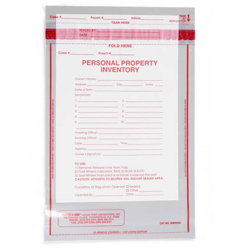 Sirchie Integrity Personal Property Bags 100 12 x 9