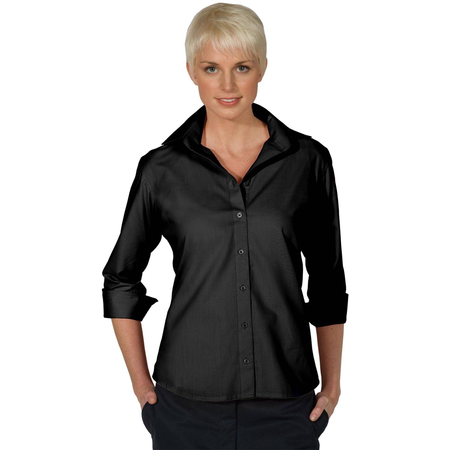 EDWARDS WOMEN'S 3/4 SLEEVE OPEN NECK BLOUSE