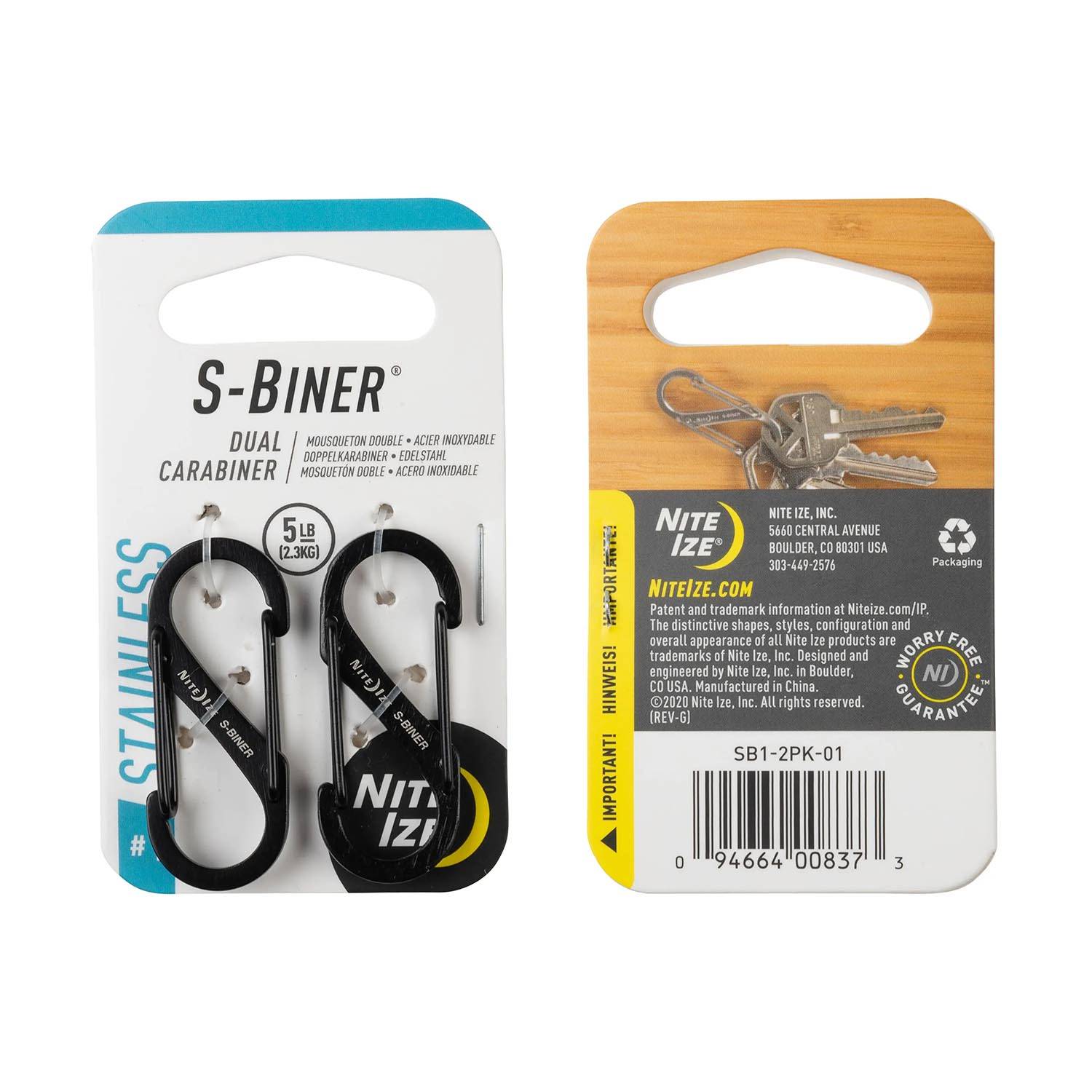 NITE IZE S-BINER STAINLESS STEEL DUAL CARABINER 2 PACK
