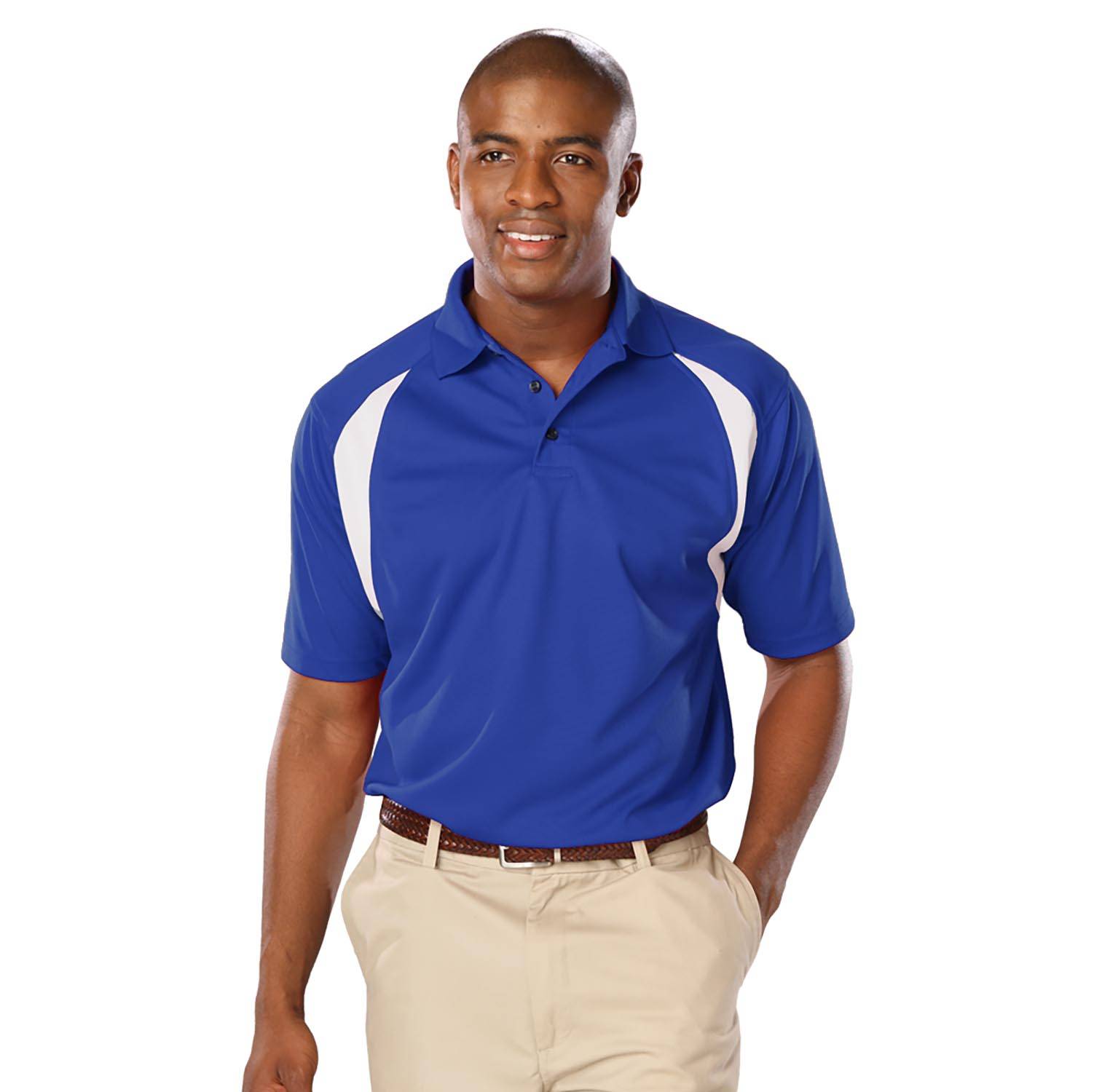 Blue Generation Men's Raglan Textured Mesh Short Sleeve Polo