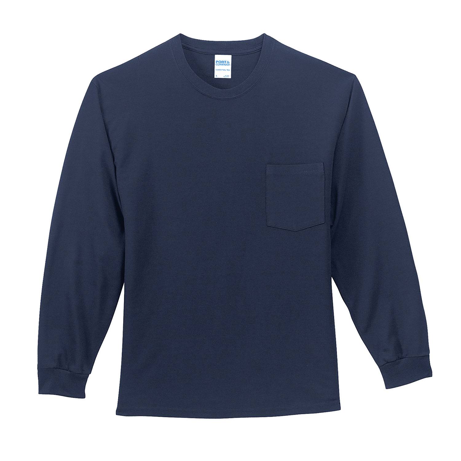 PORT & COMPANY LONG SLEEVE ESSENTIAL POCKET TEE
