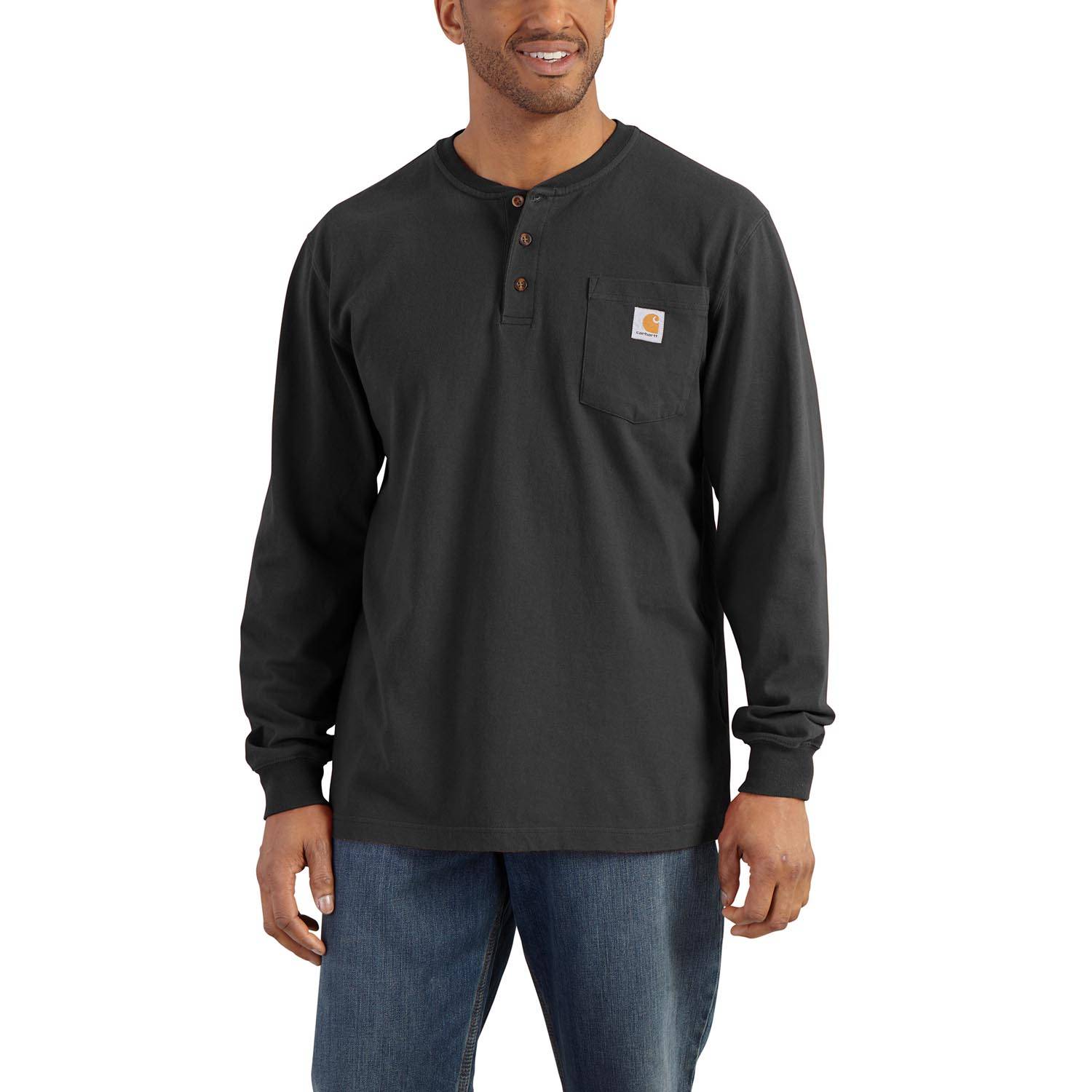 CARHARTT HEAVYWEIGHT LONG SLEEVE POCKET HENLEY T-SHIRT