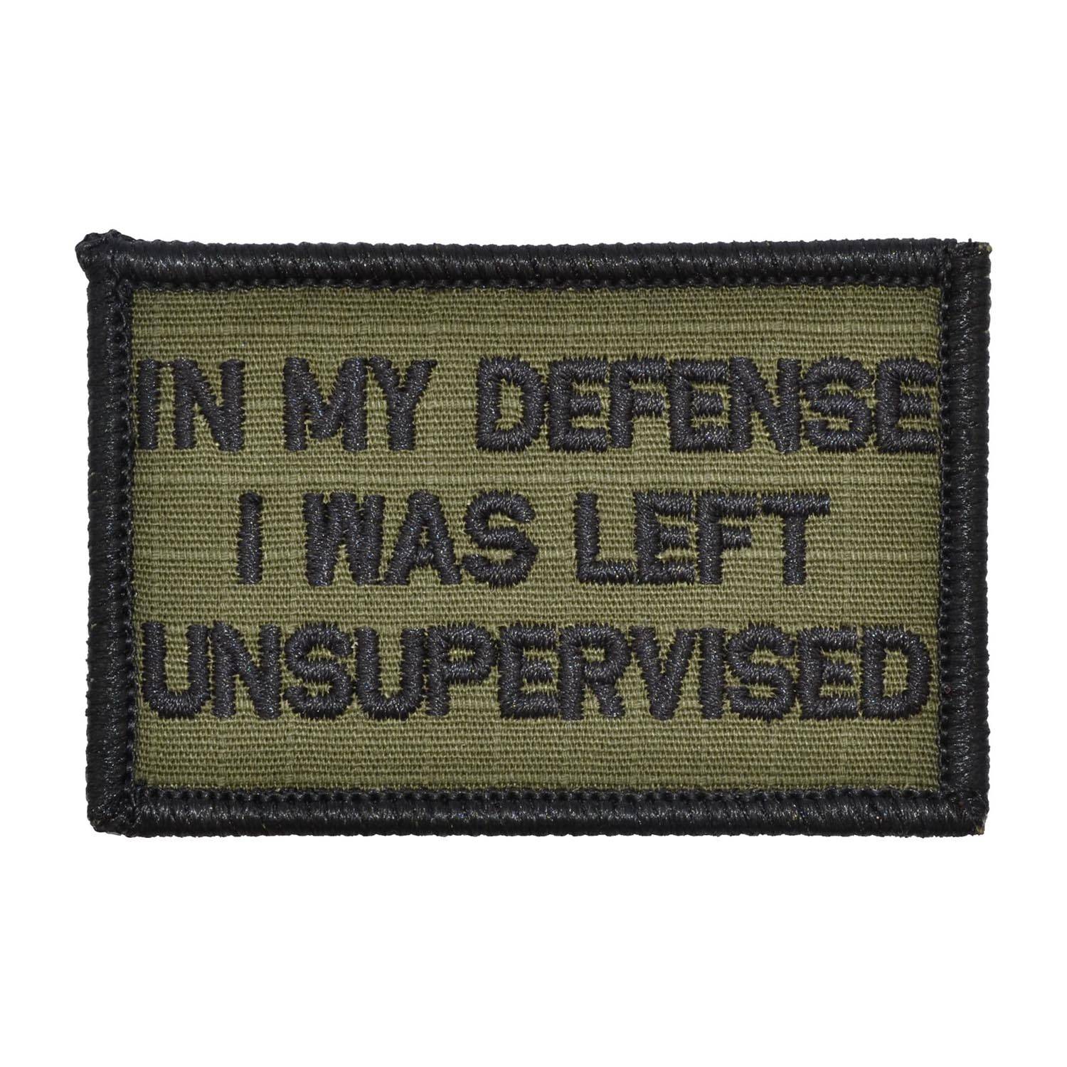 "IN MY DEFENSE I WAS LEFT UNSUPERVISED" 2" X 3" PATCH
