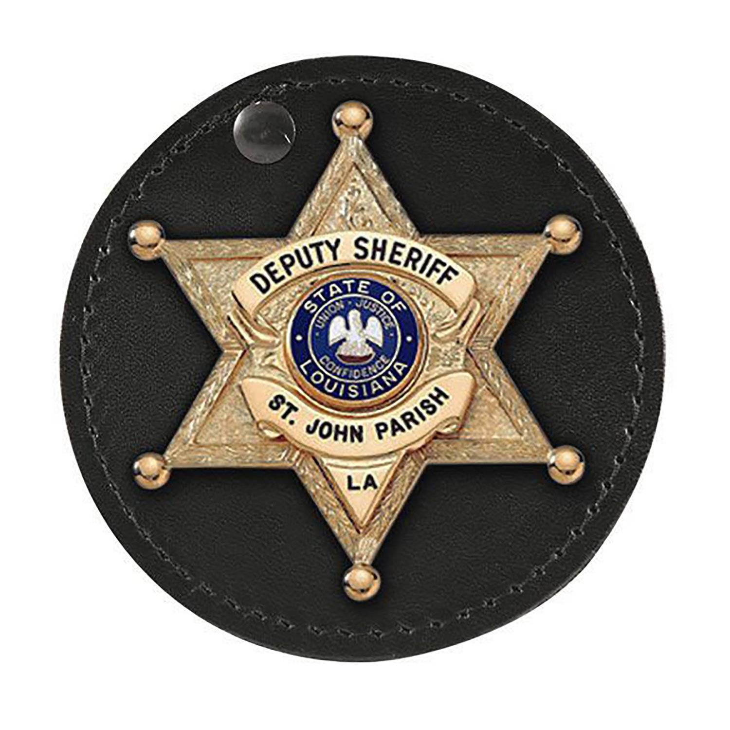 Boston Leather Round Full Swivel Clip On Badge Holder with H