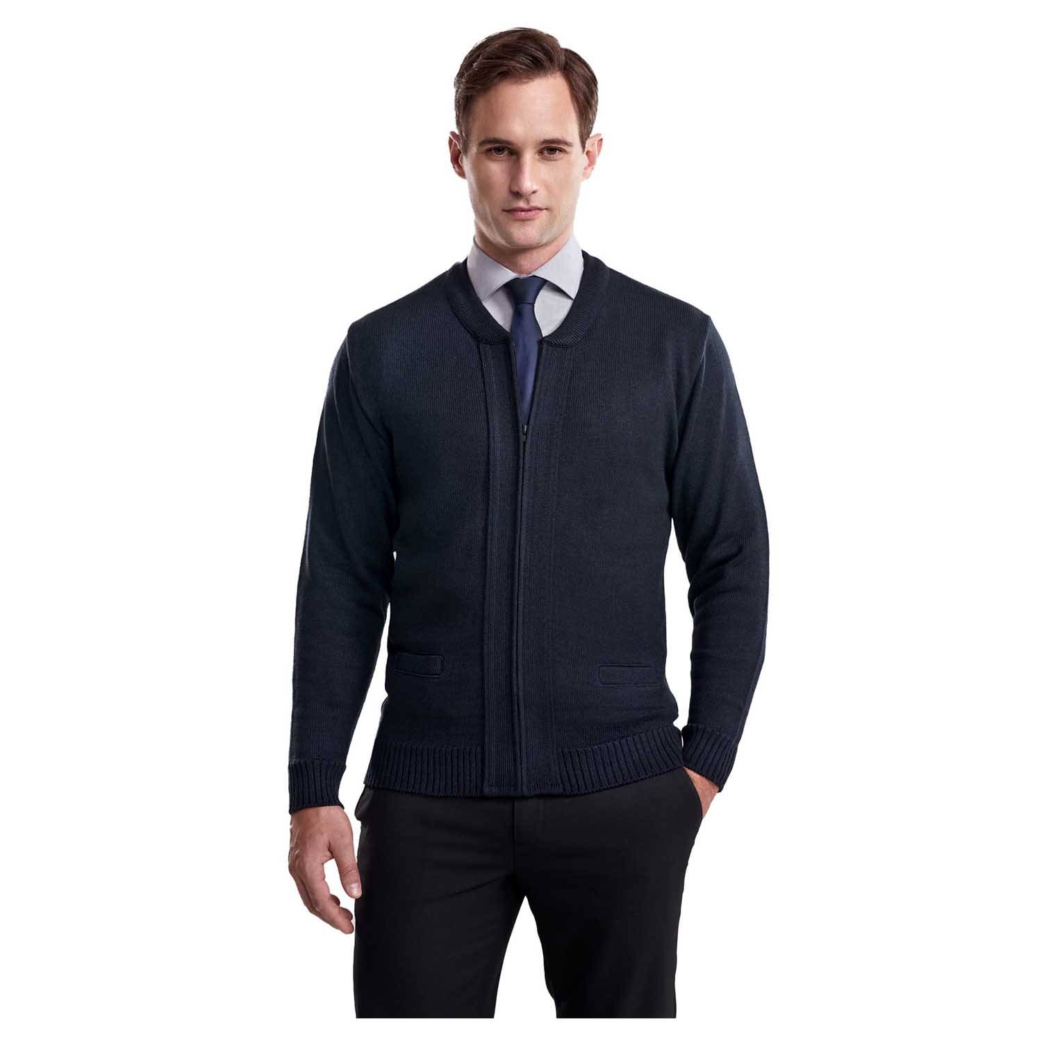 COBMEX UNISEX CREW NECK LONG SLEEVE ZIP FRONT CARDIGAN