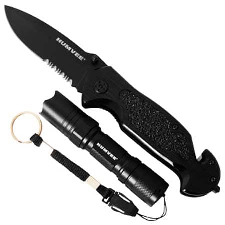 Humvee Emergency Rescue Knife/LED Flashlight Combo